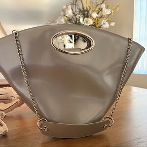 Chic Gray Handbag with Chain Detail